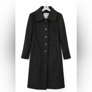 Vince Camuto Black Long Single-Breasted black wool coat Coat